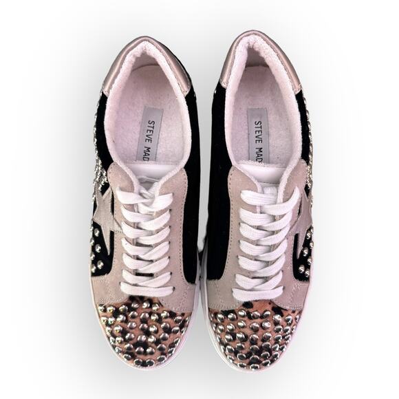 Steve Madden Turner Studded Star Sneaker | Leopard Print Calf Hair | Ladies 7.5 - Picture 8 of 9